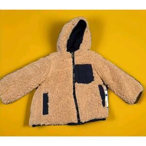 Perry Ellis Boy Sherpa Hooded Hoodie Zipper Fleece Jacket Size 14/16 NWT A115